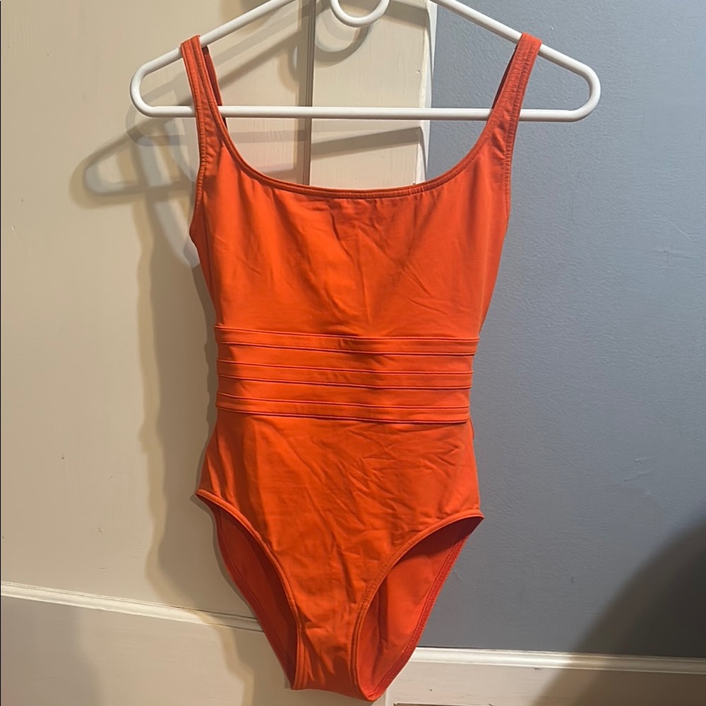 ERES Classic Scoop Neck Women’s Orange Swim Bodysuit with Waistband Detail